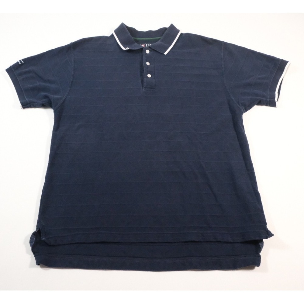 Chaps Polo Shirt Mens S Navy Blue Ralph Lauren‎ Golf Vintage Y2K Textured Stripe